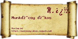 Munkácsy Ákos névjegykártya